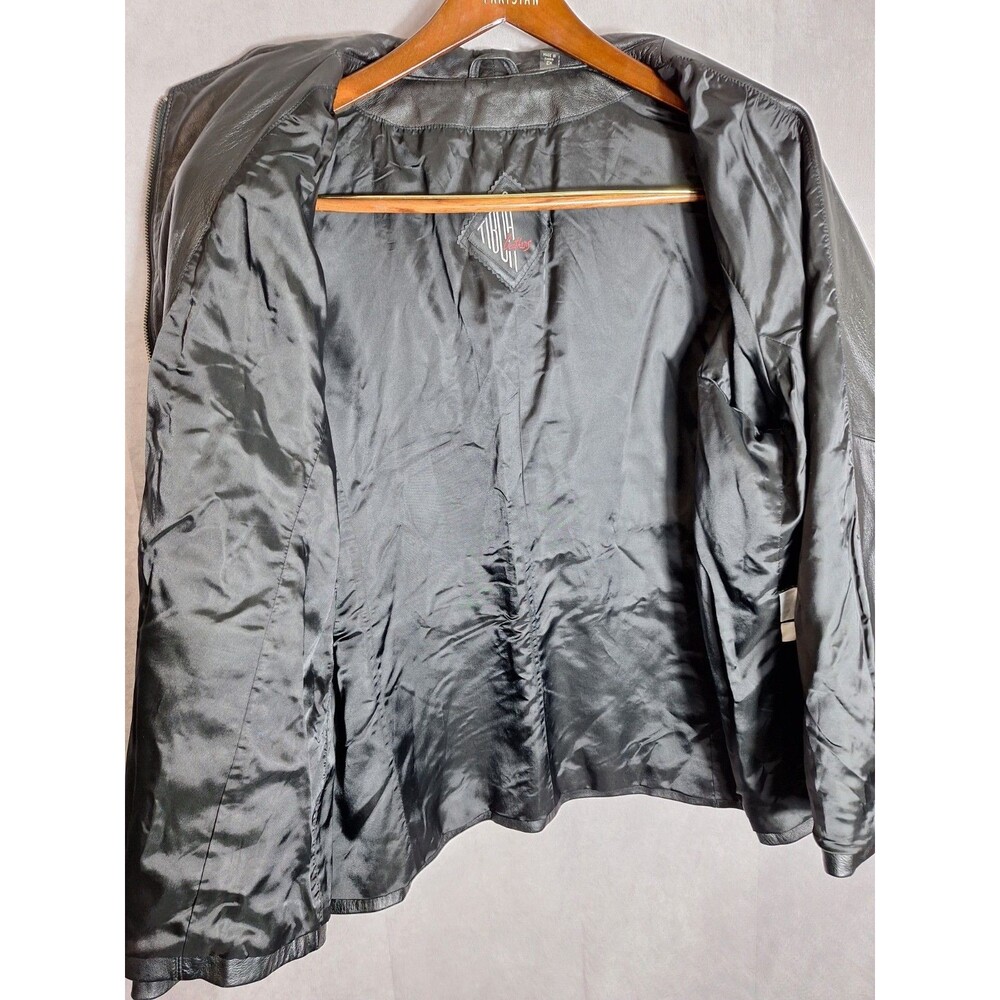Tiboa Leather Jacket Womens 2X Black Genuine Leather Zip Collared Lined Pockets - Picture 8 of 9